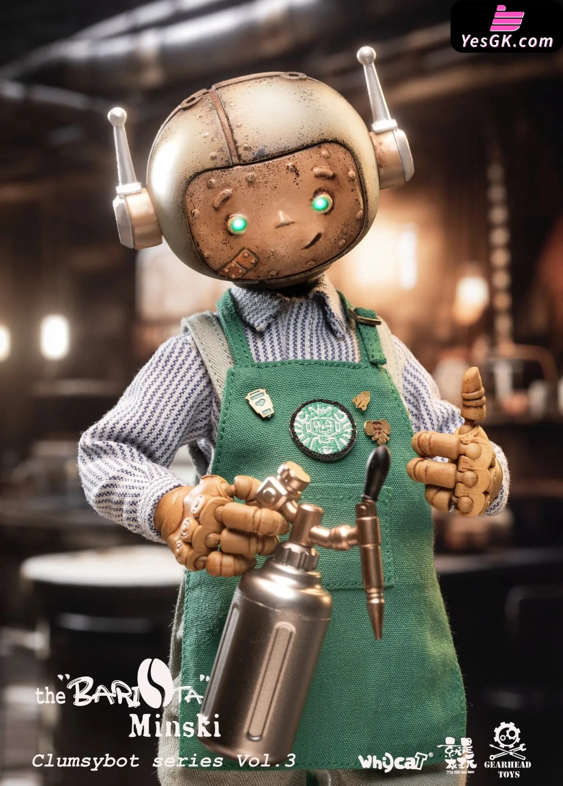 ClumsyBot Series 3 Barista Minski GHT005 Action Figure - Whycat Studio & GEARHEADTOYS Studio [Pre-Order]