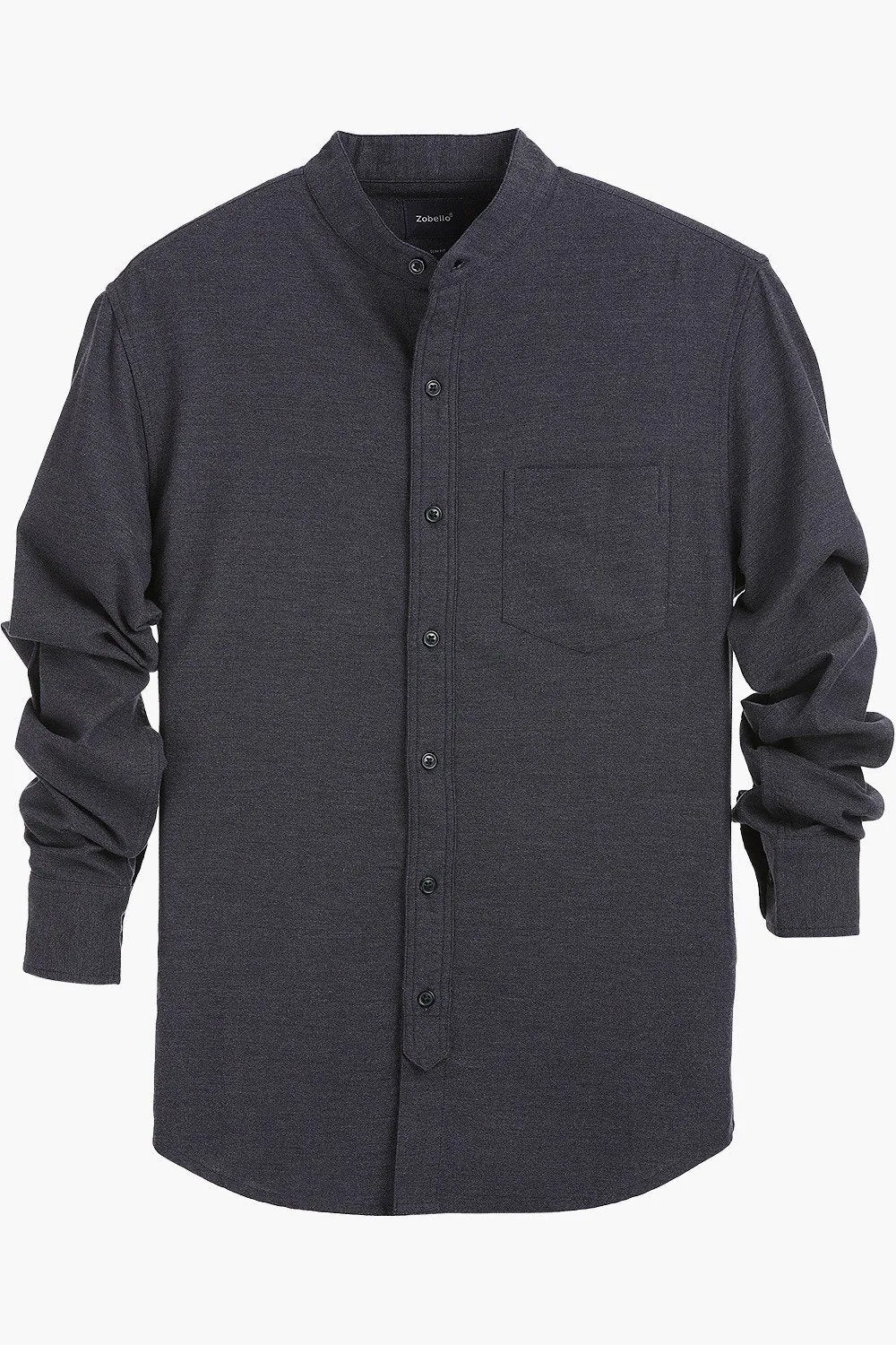 Mandarin Collar Solid Cotton Shirt