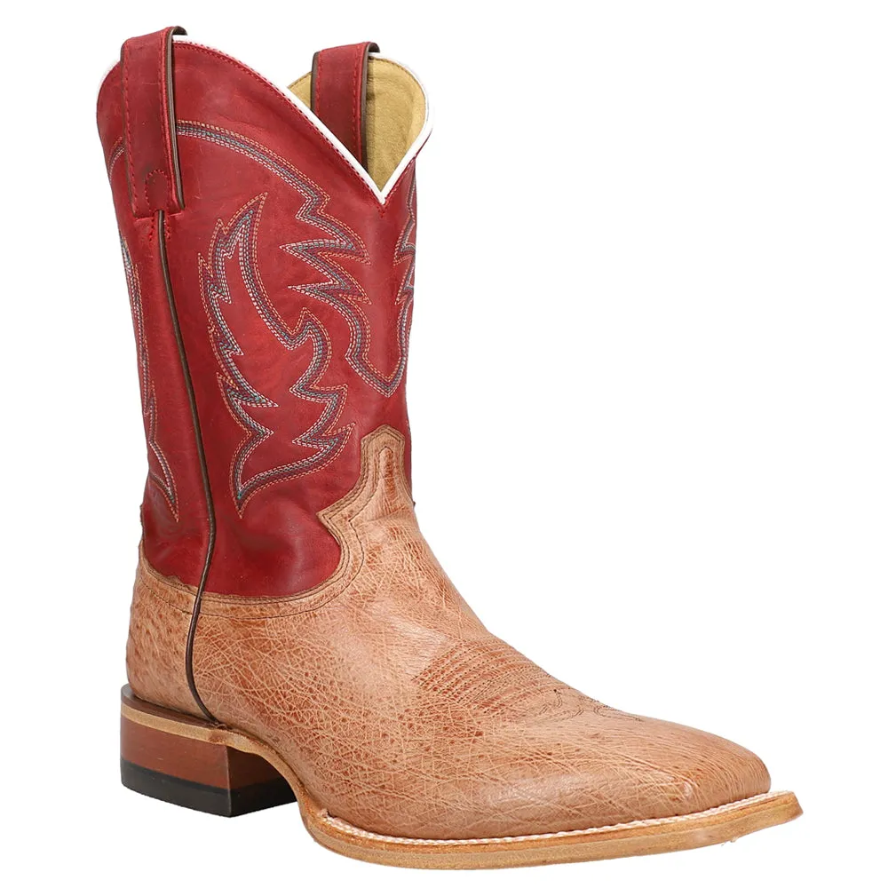 McLane Vintage Smooth Ostrich Embroidered Square Toe Cowboy Boots