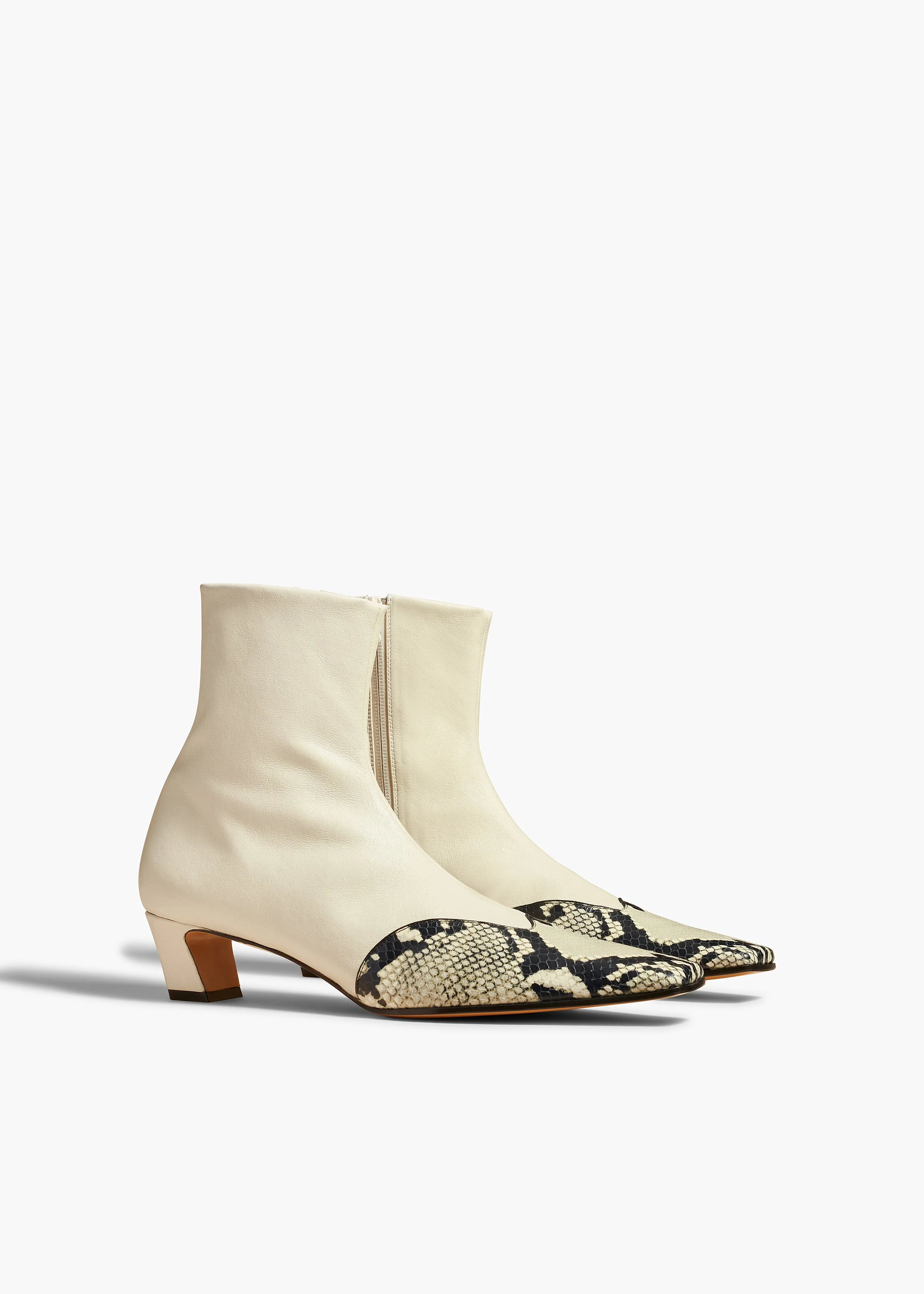 Nevada Stretch Low Boot in Bone with Natural Python-Embossed Leather